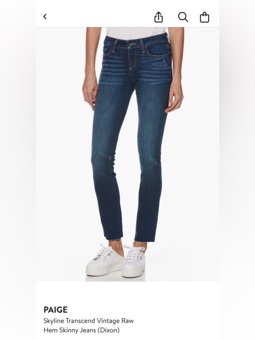 PAIGE Skyline Transcend Vintage Raw Hem Skinny Jeans in Mid Blue - Picture 1 of 7
